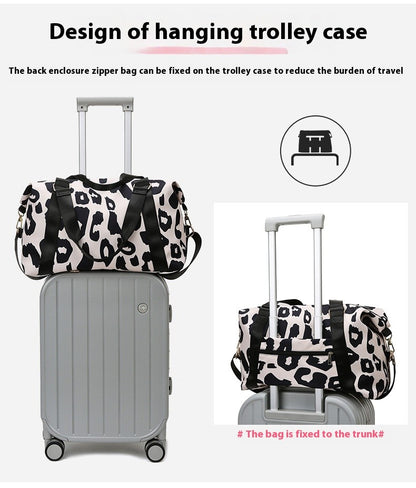 Large Capacity Travel Bag Wet Dry Shoulder Luggage Handbag Leisure Sports Fitness Bag Leopard Print Beach Bags Women's Backpack