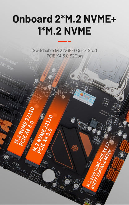 HUANANZHI X99 F8D PLUS LGA 2011-3 XEON X99 Motherboard support Intel Dual CPU E5 2640 2666 2670 2696 V3 V4 DDR4 RECC NVME NGFF