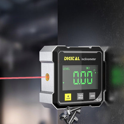 1 caixa de ângulo de inclinação a laser de dupla face com sucção magnética de quatro lados, nível a laser de inclinação pequena, ferramenta eletrônica de medição precisa