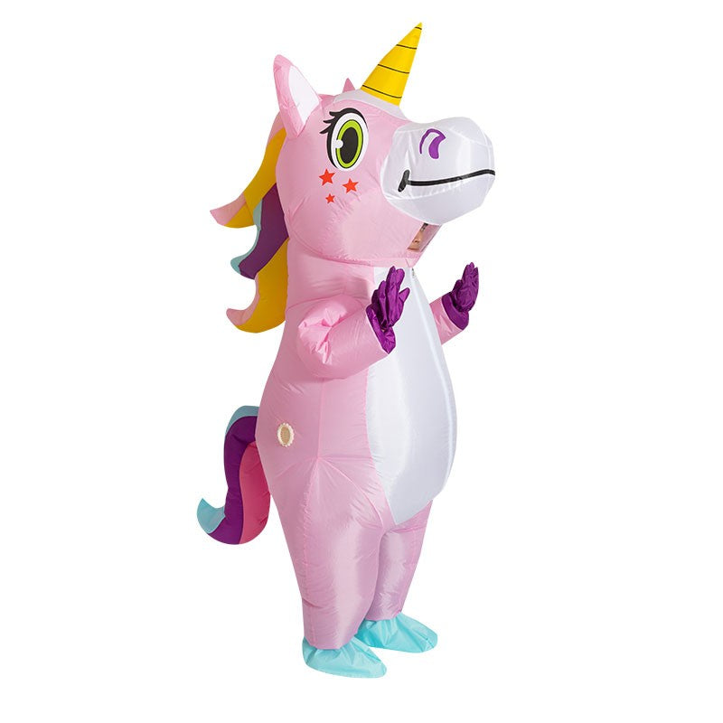 Inflatable Unicorn Costume Adult Kids Rainbow Halloween Costumes for Wommen Men Adult Carnival Mascot Christmas Cosplay