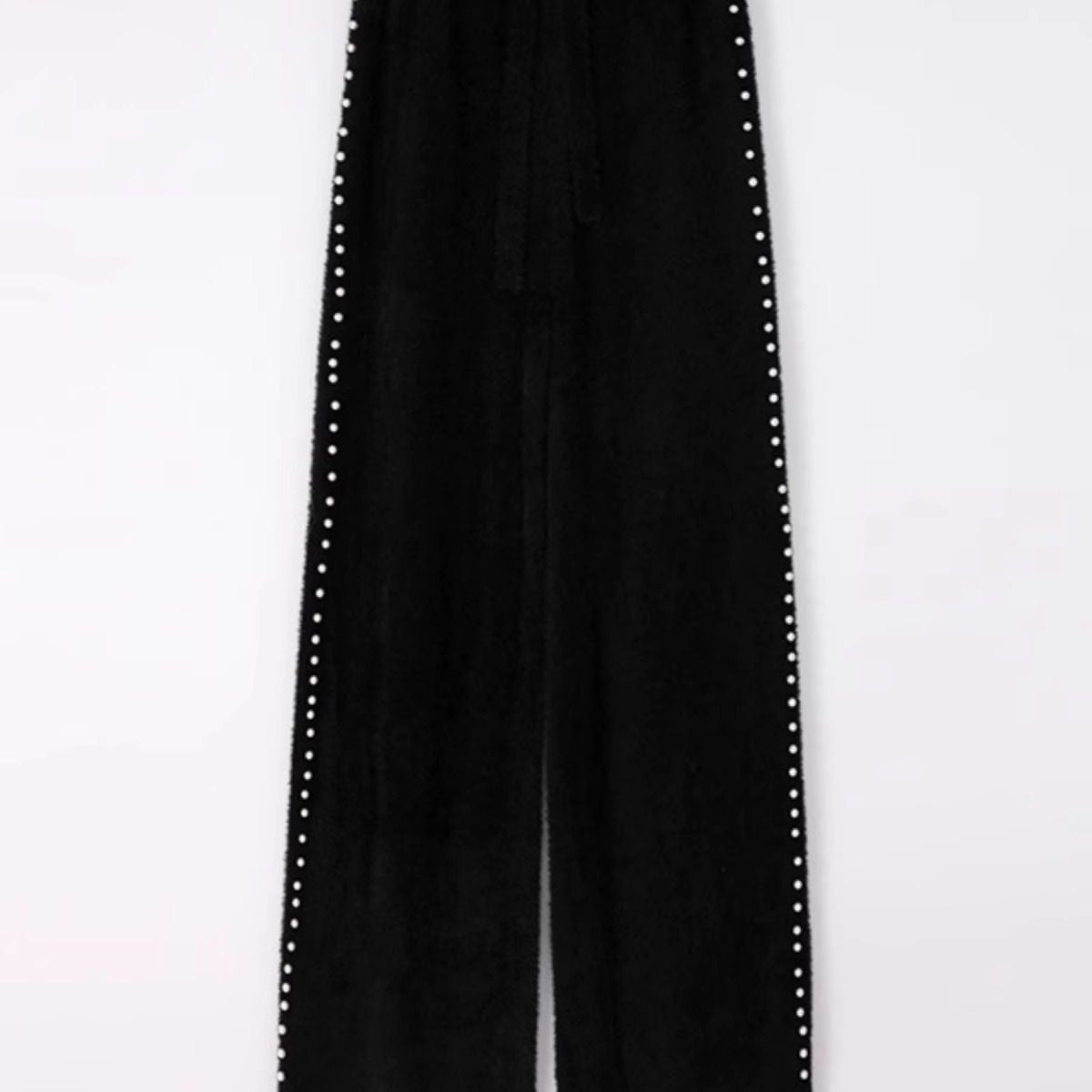 Pink Mink Fur Nail Bead Knitted Wide Leg Pants for Women in Autumn and Winter Lazy and Relaxed Casual Straight Leg Long Pants