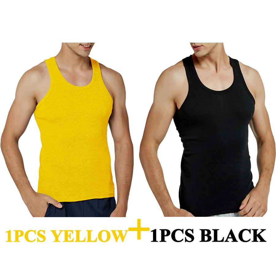 Tank Tops Men New 100% Cotton Solid Vest Mens Slim Casual Breathable Sleeveless