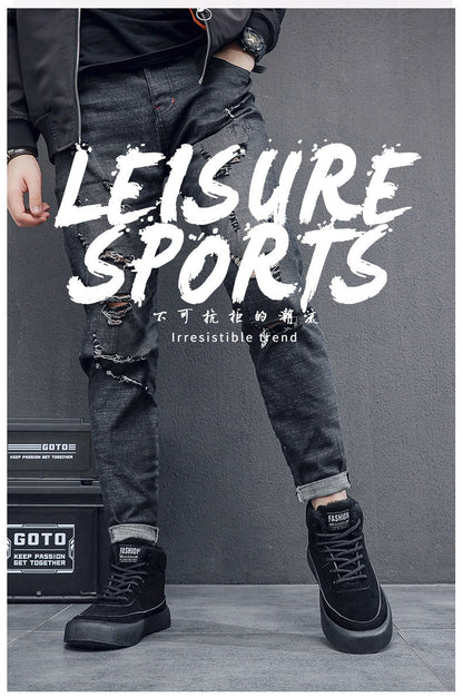 The 2025 new winter high-top plush thick men's snow boots are fashionable, casual and warm men's cotton shoes and boots