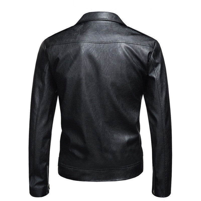 Black White Faux Leather Jacket Spring Autumn Slim Fit Men's Motorcycle Jacket With Zipper Casual Male Coat Outerwear Tops