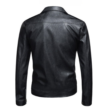 Black White Faux Leather Jacket Spring Autumn Slim Fit Men's Motorcycle Jacket With Zipper Casual Male Coat Outerwear Tops