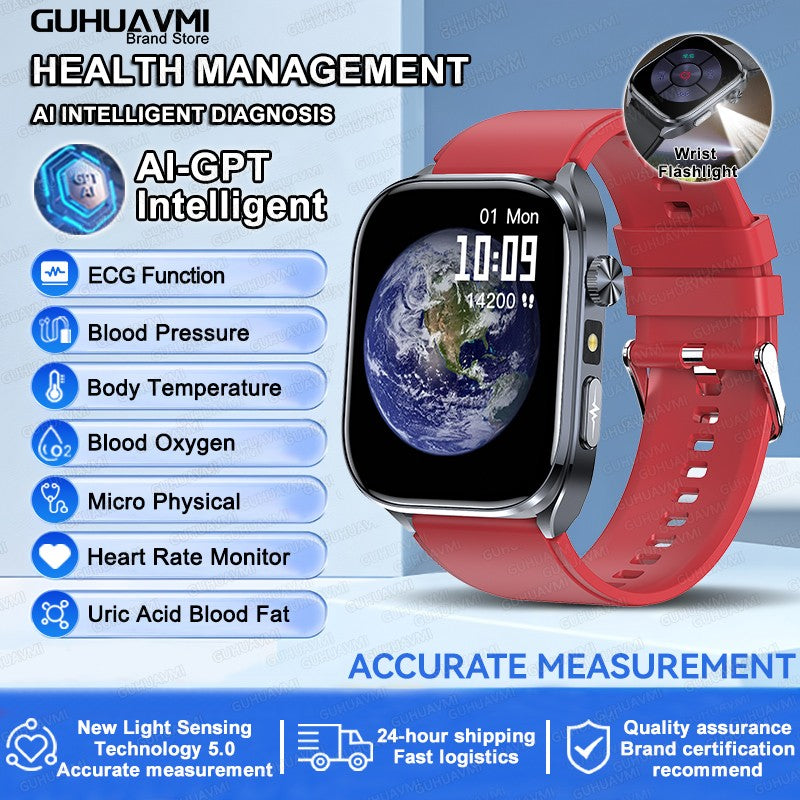 2025 Novo Smartwatch Masculino AI Diagosis ECG Saúde Pressão Arterial Lipídio Ácido Úrico AI-GPT Respostas Inteligentes Saúde Smartwatch Para Homens