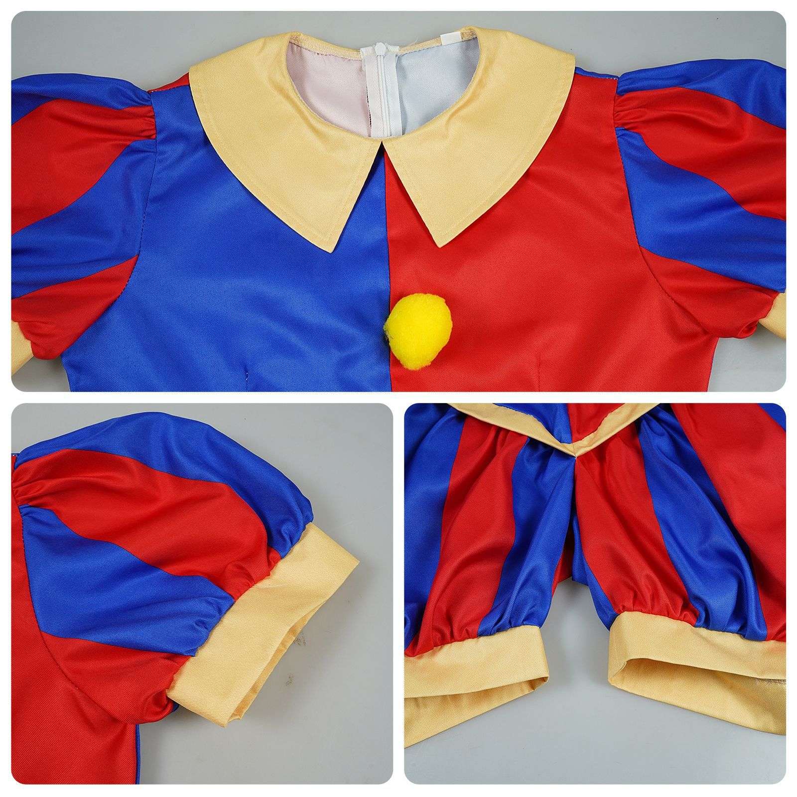 Animation Pomni Cosplay Jumpsuit with Hat aShoes Cover Gloves Magical Virtual Circus Outfits for Halloween Carnival Circus