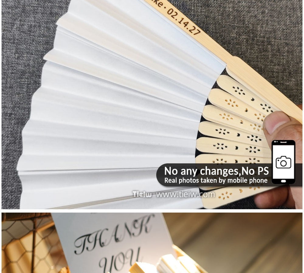 Custom Wedding Fans-Hand Fan For Bridal Shower Beach And Summer Wedding Favors-Personalized Rustic And Elegant Wooden Fan
