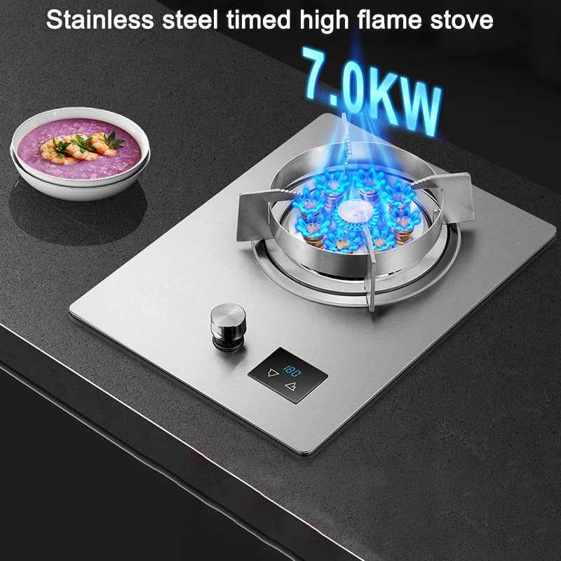 Fogão a Gás Inox de Apenas Uma Boca Gás Liquefeito/Natural Embutido Fogão Doméstico de Alta Chama Fogão de Fogo Forte para Cozinha