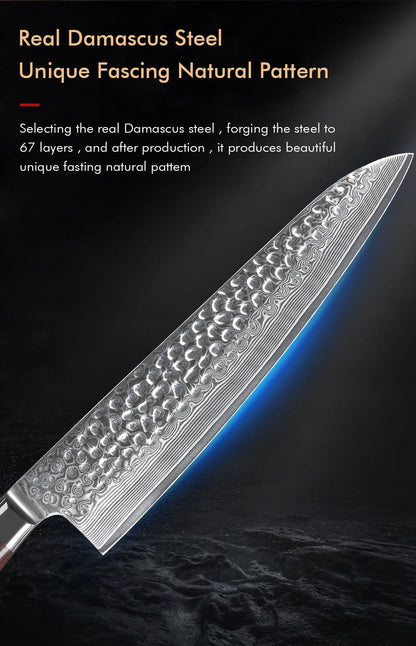 TURWHO 1-5 PEÇAS Facas Santoku Japonesas Facas de Chef Faca de Pão Aço Damasco de Alto Carbono 67 Camadas Conjunto de Facas Profissionais para Cozinha