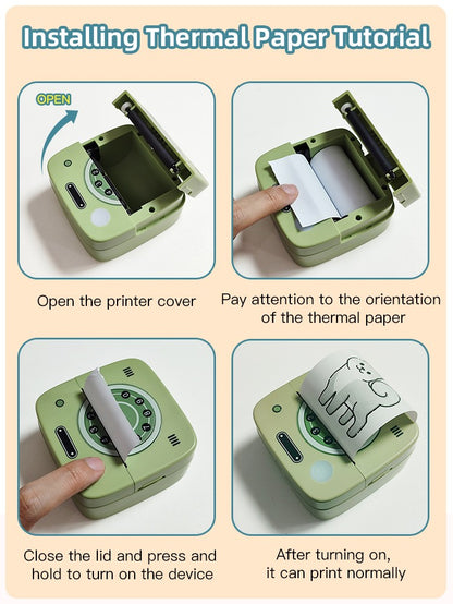Impressora de bolso fotográfica M1 com 2 rolos para iOS Android Bluetooth Mini impressoras térmicas de adesivos para escritório, cozinha e escola