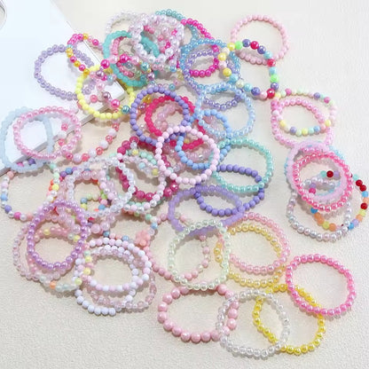 10Pcs Candy Color Beads Bracelet For Kids Girl Birthday Party Favors Baby Shower Guest Jewelry Gift School Prizes Treat Bag