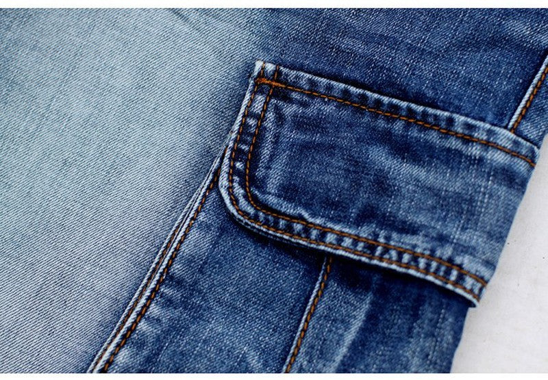 ABOORUN Mens Plus Size Loose Baggy Denim Shorts Fashion Streetwear Hip Hop Skateboard Cargo Jeans Short for Male R1402