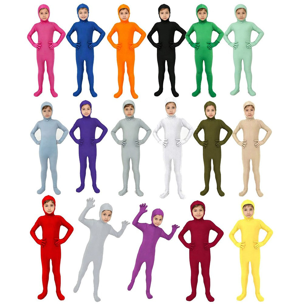Kids Zentai Invisible Jumpsuit Cosplay Costume Bodysuits Halloween Carnival Skin Tight Suit Spandex Stretch Disappearing