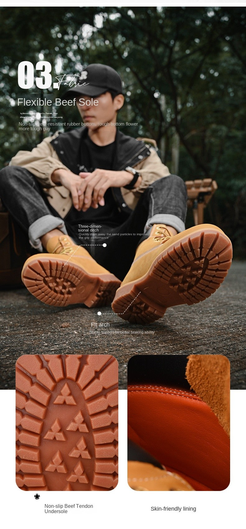 Boots Men High Top Boots High Quality Women Leather Shoes Fashion Outdoor Sneakers Men Lace Up Non-Slip Ankle Boots for Couple