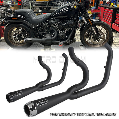 2-in-1 Stainless Steel Motorcycle Exhaust Muffler 1 3/4" to 2" Exhaust Pipes For Harley Low Rider ST Fat Bob FXFB FXFBS 2018-Up