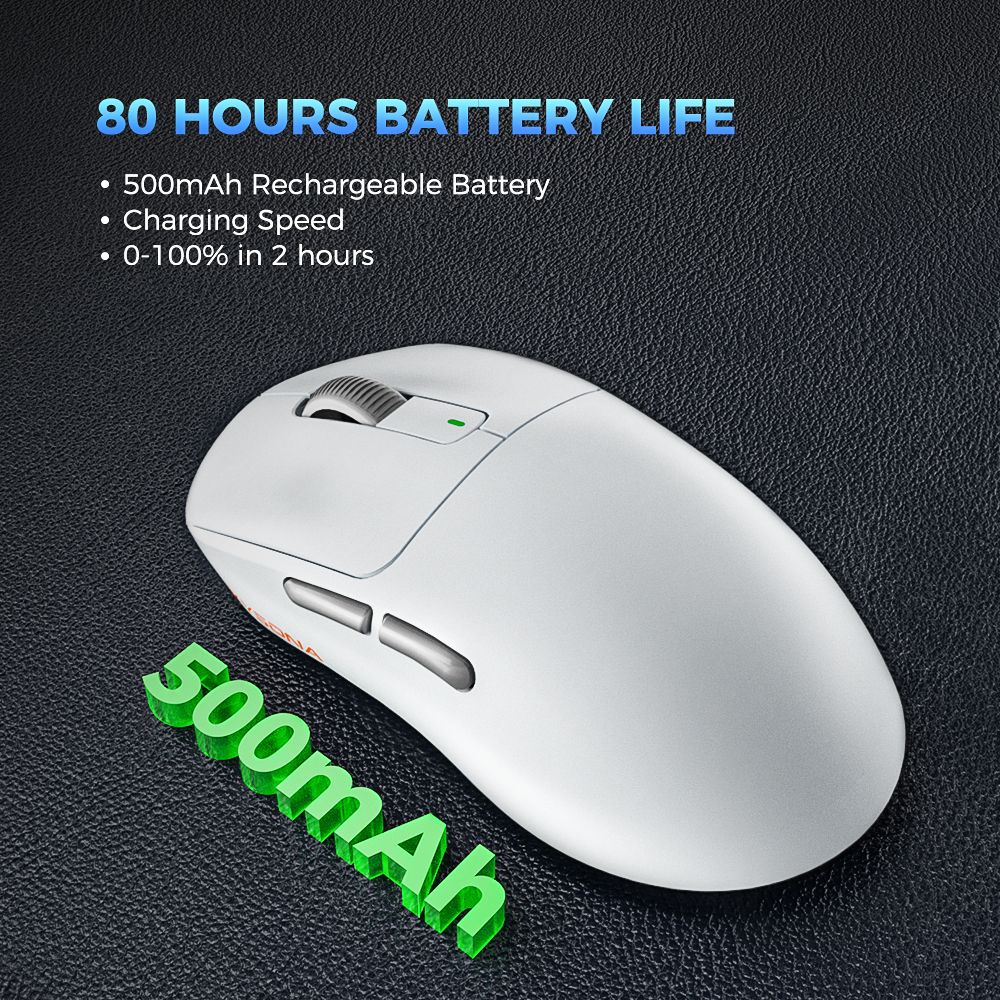 Mouse Gamer Sem Fio Kysona M600 PAW3395 Bluetooth Esports 55g 26000DPI 6 Botões Óptico PAM3395 para Laptop PC