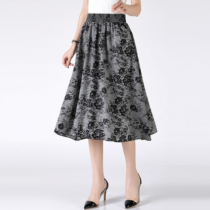 Women's Plus Size Half Skirt 2024 Summer New Bohemian Style Printed Pleated Skirt Fashionable Spring Women's Clothing