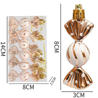6PCS/Box DIY Christmas Tree Decoration Pendant Electroplating Candy Xmas Ball Window Door Hanging Ball 2025 Happy New Year