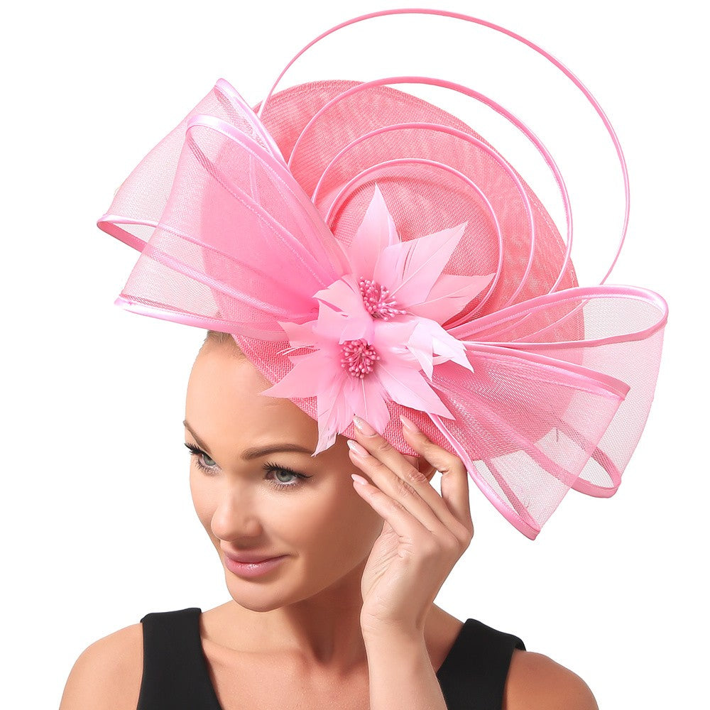 Chapéus Fascinators Femininos Multimodais com Laço de Flor Imitação Chapéu Noiva Derby Pillbox Casamento Acessórios de Cabelo