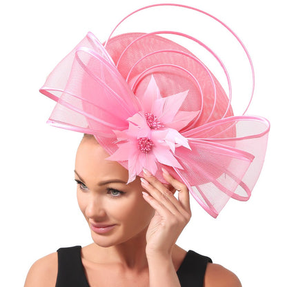 Chapéus Fascinators Femininos Multimodais com Laço de Flor Imitação Chapéu Noiva Derby Pillbox Casamento Acessórios de Cabelo