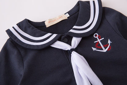 Halloween Children Rompers Captain Cosplay Costume Baby Sets Lapel Fashion Uniform Long Sleeve Stage Performance Clothes