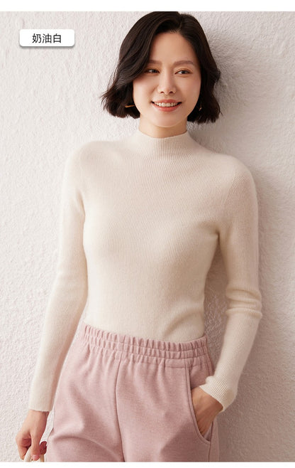 New women's sweater 100% pure cashmere high neck knitted pullover Korean version slim fit hot selling fashionable sweater