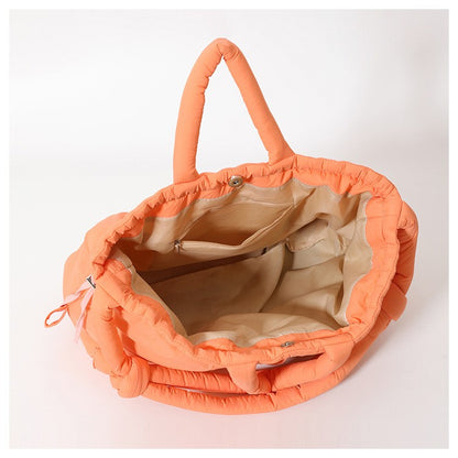 Casual nylon padded tote bag designer soft puffer women shoulder crossbody bags Simple Vintage large capacity handbags 2023