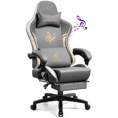Cadeira Gamer GTPLAYER com Alto-falantes Bluetooth, Apoio para os Pés e Design Ergonômico, Cadeira de Escritório e para Videogame Série Dragão