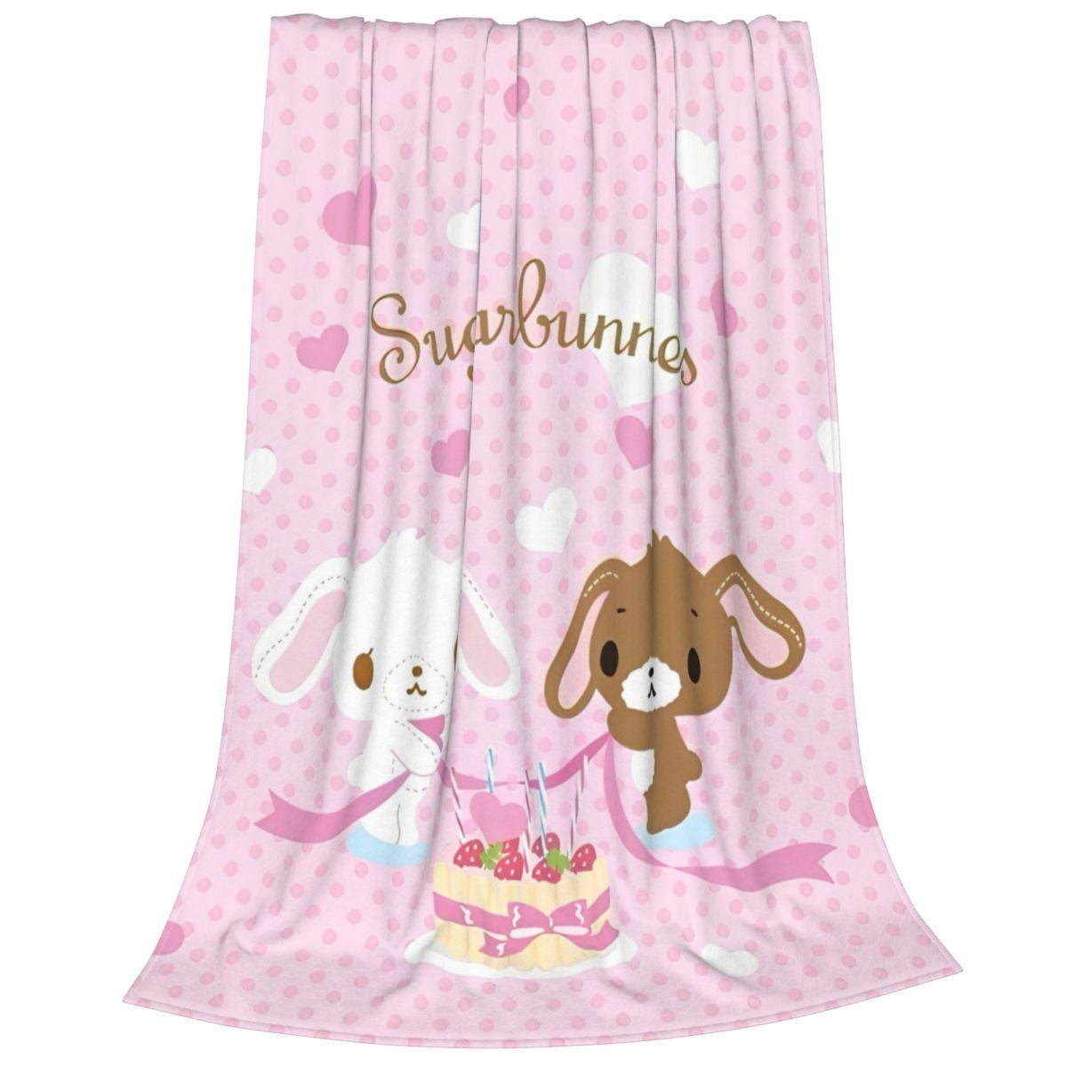 Sugarbunnies Sugar Rabbit Knitted Blanket Fleece Super Soft Throw Blankets for Outdoor Travel Bedroom Quilt