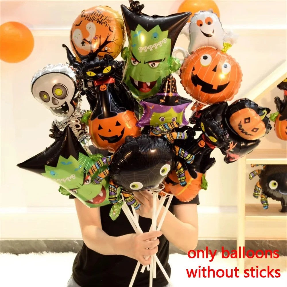 10/30/50pcs Mini Halloween Element Bat Ghost Pumpkin Spider Skull Foil Balloons Random Style Halloween Party Decoration Balloon