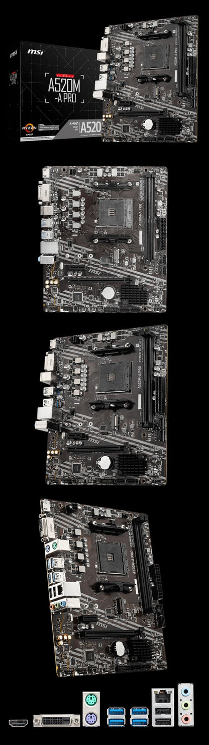 MSI AMD A520M-A PRO Motherboard Support Ryzen CPU R3 R5 R7 5000 & 3000 Series Mainboard AM4 M.2 NVME Dual Channel DDR4 Full New