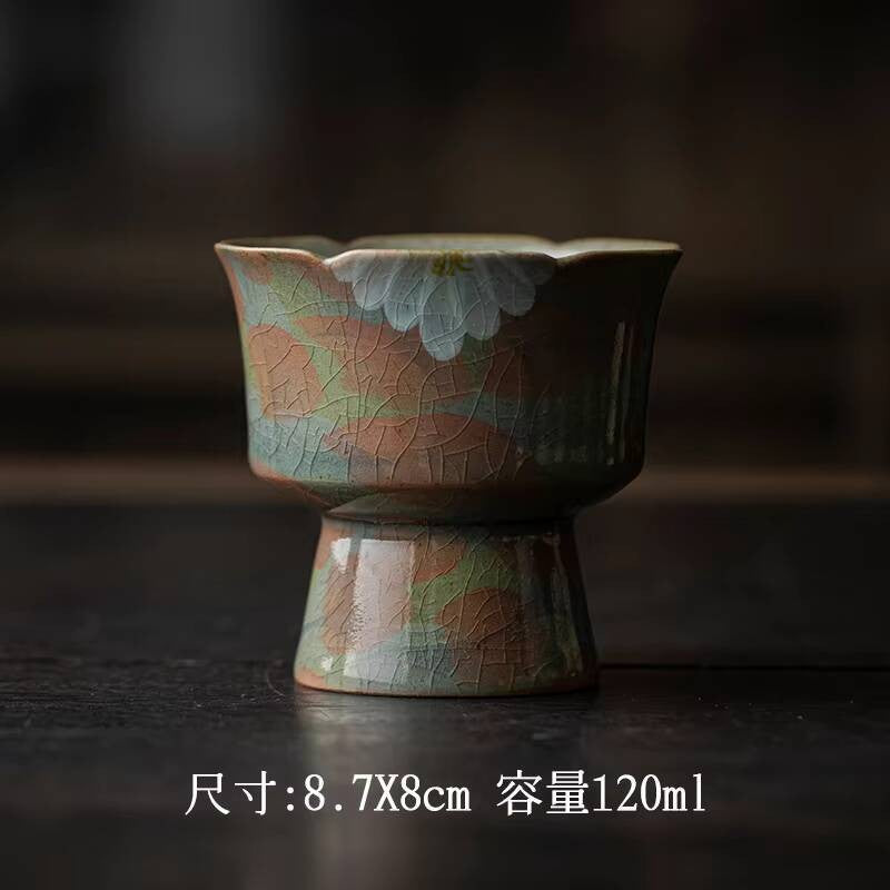 Bandeja de Frutas Crisântemo com Esmalte Craquelado Pintada à Mão Pratos Tigela Alta Chinesa Pratos Boutique para Servir Alimentos Ornamentos 120ml