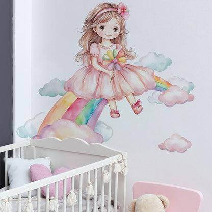 Girl Moon Butterflies Wall Stickers Kid Girls Room Bedroom Decoration Baby Nursery Home Decor Accessories Living Room Wall Decal