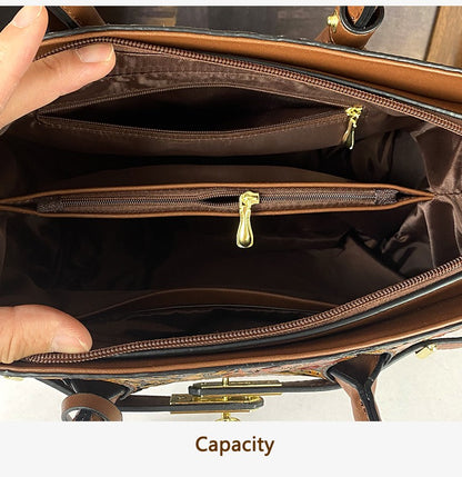 High-End Women's Large Capacity Crossbody Bag Light Luxury Camellia Relief Design Handbag for Stylish Storage