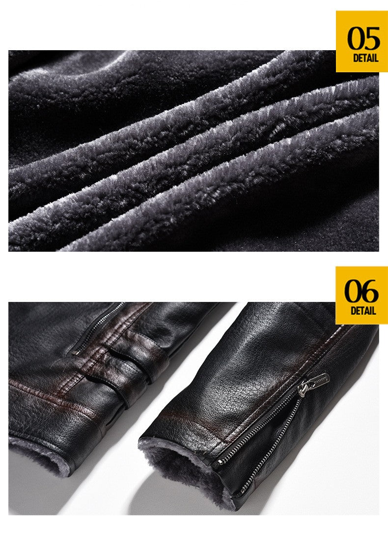 2024 Men Faux Leather Jacket High Quality Casual Zipper Fleece Warm Coats Winter Men Vintage Motorcycle Leather Jacket Men S-4Xl