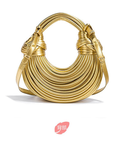 2024 New Gold Handbags for Women Luxury Designer Brand Handwoven Noodle Bags Rope Knotted Evening Clutch Underarm Dumpling Bag