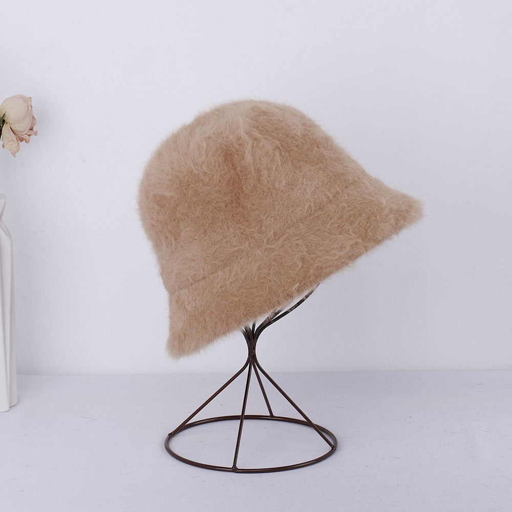 2023 new Hat winter women's fashion Solid color rabbit fur hat bucket cap  fisherman's hat  knitted wool basin Bucket Hat