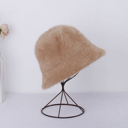 2023 new Hat winter women's fashion Solid color rabbit fur hat bucket cap  fisherman's hat  knitted wool basin Bucket Hat