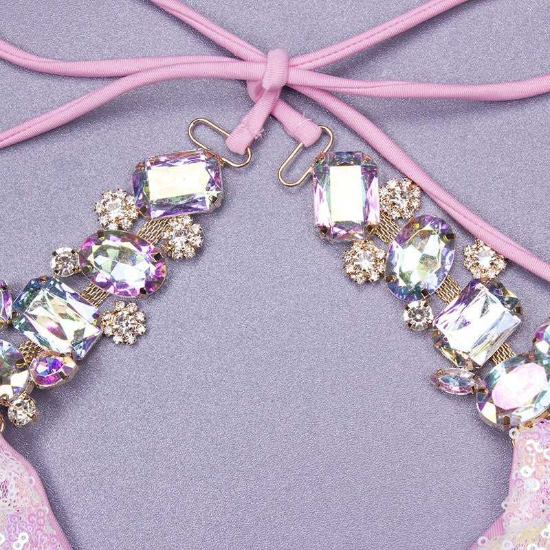 Sequins Sexy Bikinis Swimsuit With Rhinestones Women Swimwear Female Push Up Bikini Beach Swim Wear Bathing Suits Pool Bather