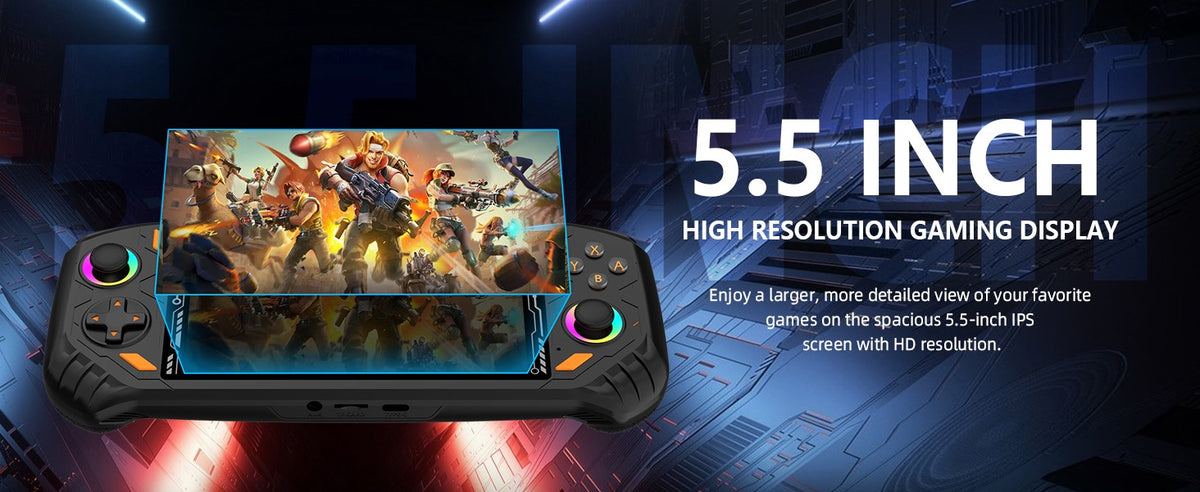 RG52 Mini Retro Handheld Game Console 5.5 Inch IPS Screen EmuELEC&RGBOX Dual System 22000+ Games WIFI Playing Potable Video Game
