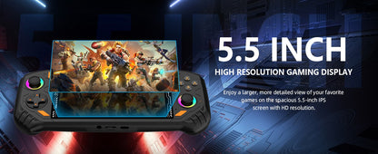 RG52 Mini Retro Handheld Game Console 5.5 Inch IPS Screen EmuELEC&RGBOX Dual System 22000+ Games WIFI Playing Potable Video Game