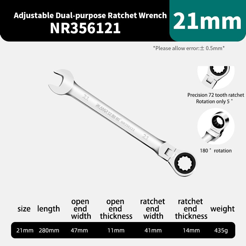 Conjunto de Chaves Catraca AMR Ferramenta Manual de 72 Dentes Cabeça Flexível Acabamento Espelhado 6mm-32mm Reparo Automotivo e Residencial