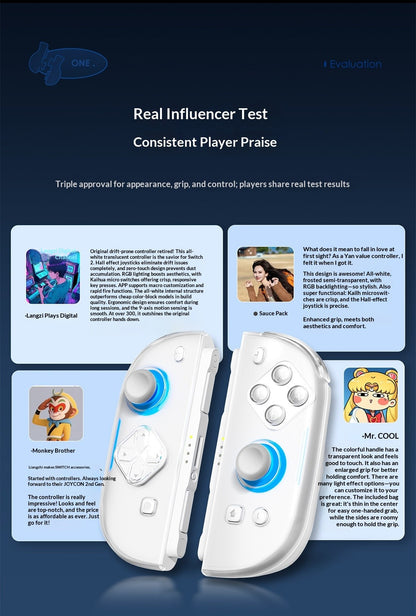 IINE Twin Lumina Wireless Joy-Con for Switch2 Bluetooth One-Tap Wake Up Console Micro Switch Buttons Hall Joystick Gamepad Gifts