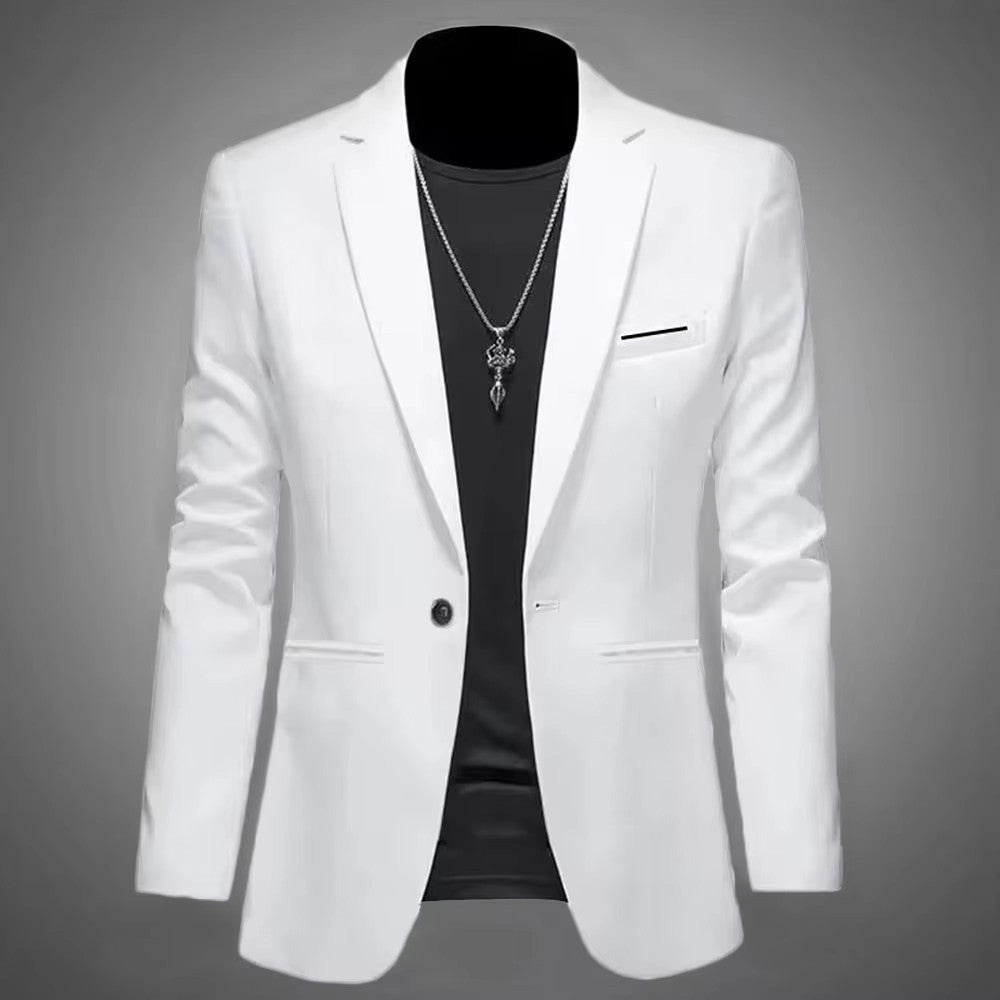 Men's Trendy Leisure Boutique Suit Jacket  Autumn Casual Business Slim Fit Non-ironing Single Button Suit Solid Formal Blouse