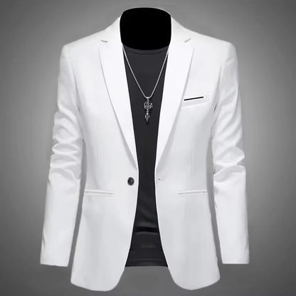 Men's Trendy Leisure Boutique Suit Jacket  Autumn Casual Business Slim Fit Non-ironing Single Button Suit Solid Formal Blouse