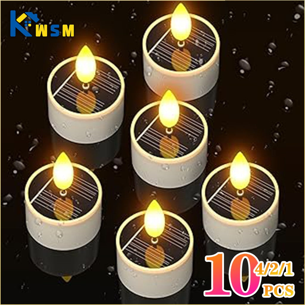 Solar LED Flameless Candles Waterproof Rechargeable Lights for Outdoor Garden Party Halloween Gift Day of the Dead Decoration