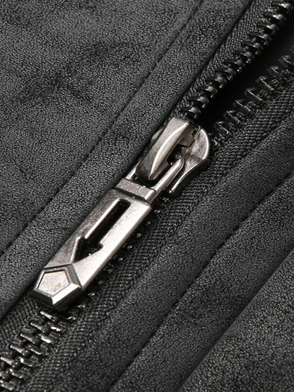 Men'S Motorcycle Jacket - Windproof Thermal Zip-Up Biker Coat with Stand Collar, Full-Zip Closure, Front Pockets - Lightweight N