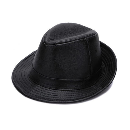 2025 Men Fashion Caps Autumn Winter Warm New Cowboy  100% Real Cowhide Leather Hats Men Real Genuine Cowhide Leather Top Hats