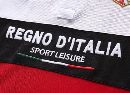 New men's polo shirt Italian leisure advanced pure cotton high-end embroidery luxury original design color contrast